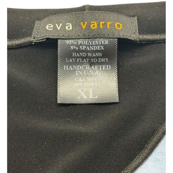 Eva Varro Black Turquoise & White Geometric Design Tunic Top Jersey Knit Size XL - Picture 5 of 6